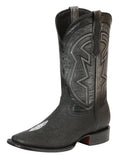El General Men’s Leather Cowboy Boots - Embossed Stingray Print - Black 45566