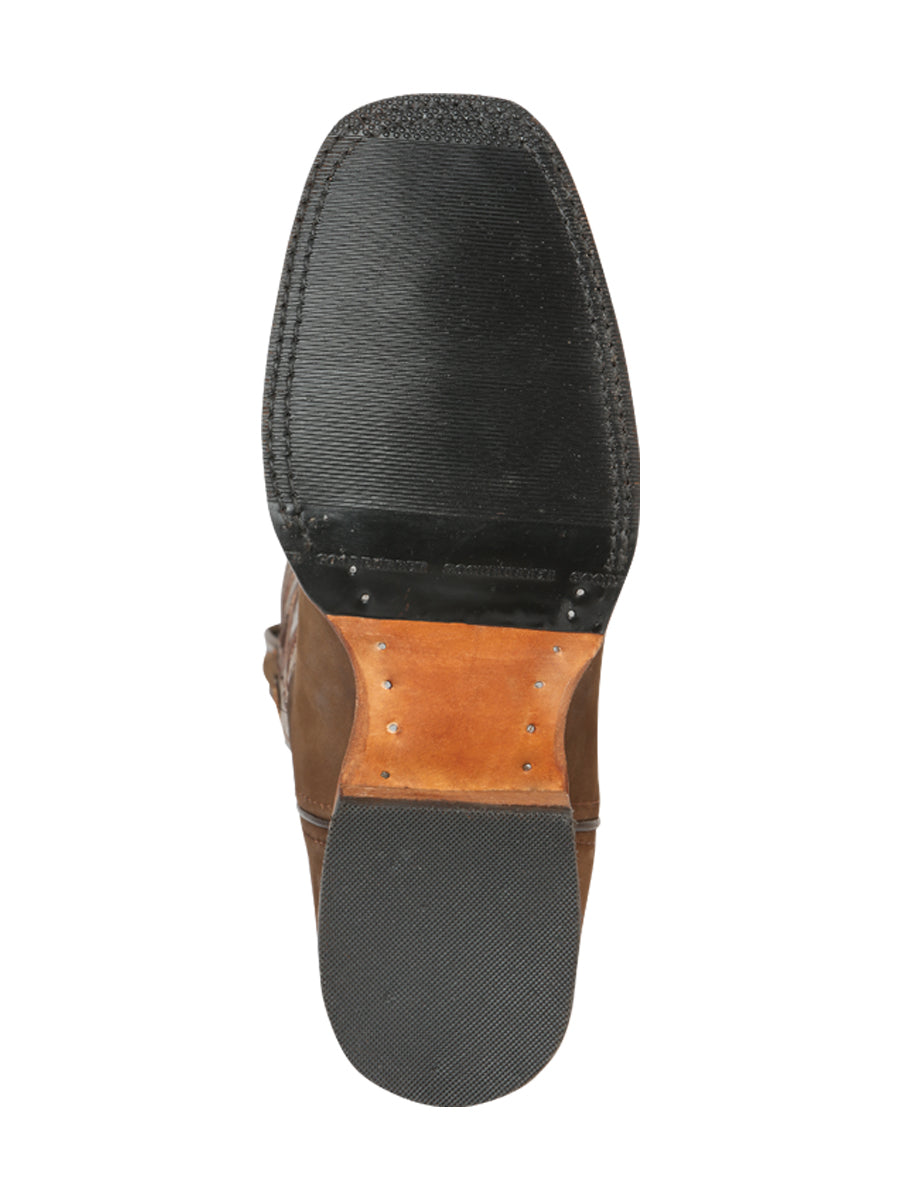 El General Men’s Leather Cowboy Boots - Made in Mexico - Nubuck Camel 45568 — view 5