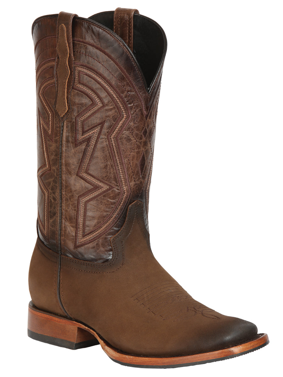 El General Men’s Leather Cowboy Boots - Made in Mexico - Nubuck Camel 45568 — view 2