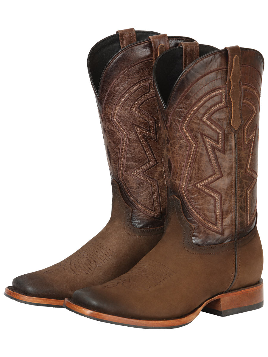 El General Men’s Leather Cowboy Boots - Made in Mexico - Nubuck Camel 45568 — view 3