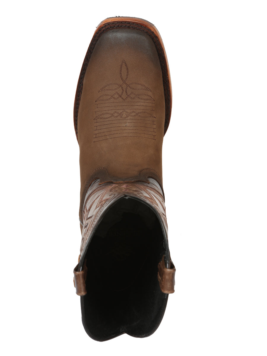 El General Men’s Leather Cowboy Boots - Made in Mexico - Nubuck Camel 45568 — view 4