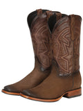 El General Men’s Leather Cowboy Boots - Made in Mexico - Nubuck Camel 45568