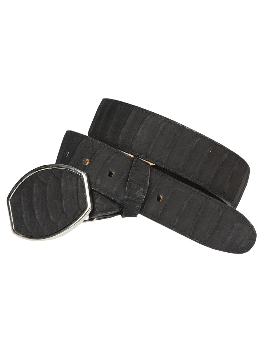 Men’s Western Belt El General Imitation Python - Black 45569 — view 2
