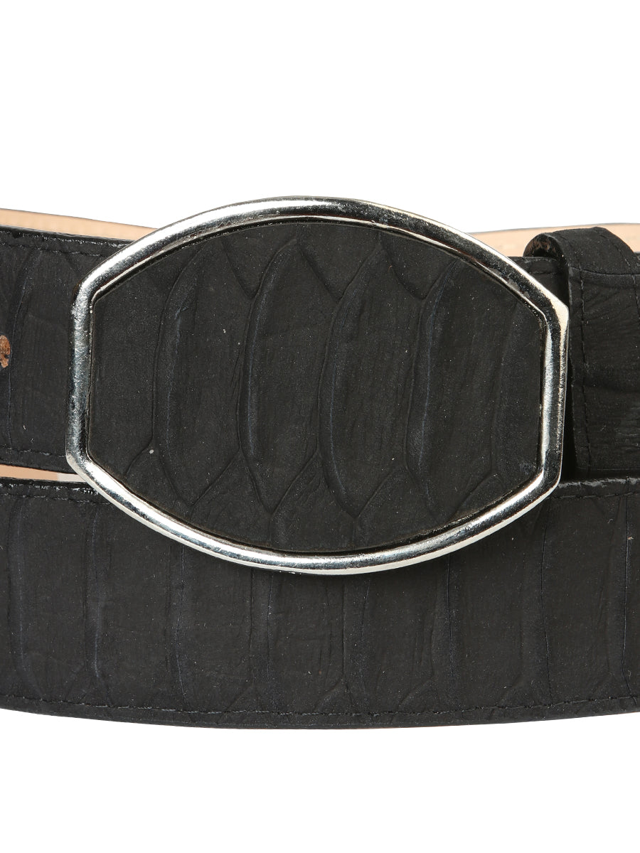 Men’s Western Belt El General Imitation Python - Black 45569 — view 3