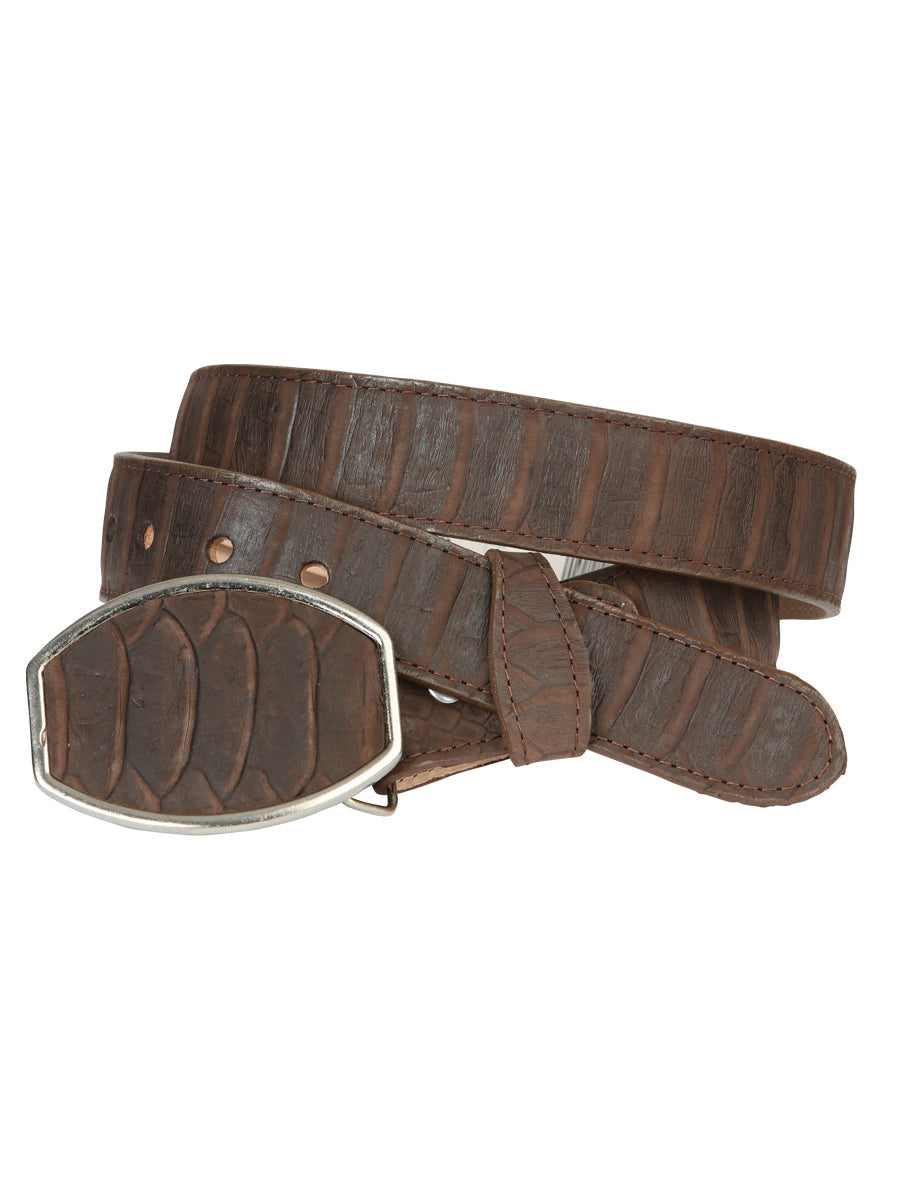 Men’s Western Belt El General Imitation Python - Brown 45570 — view 2