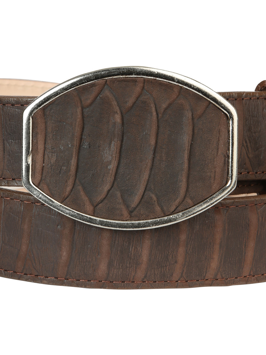 Men’s Western Belt El General Imitation Python - Brown 45570 — view 3
