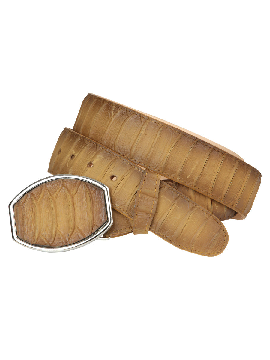 Men’s Western Belt El General Imitation Python - Honey 45571 — view 2