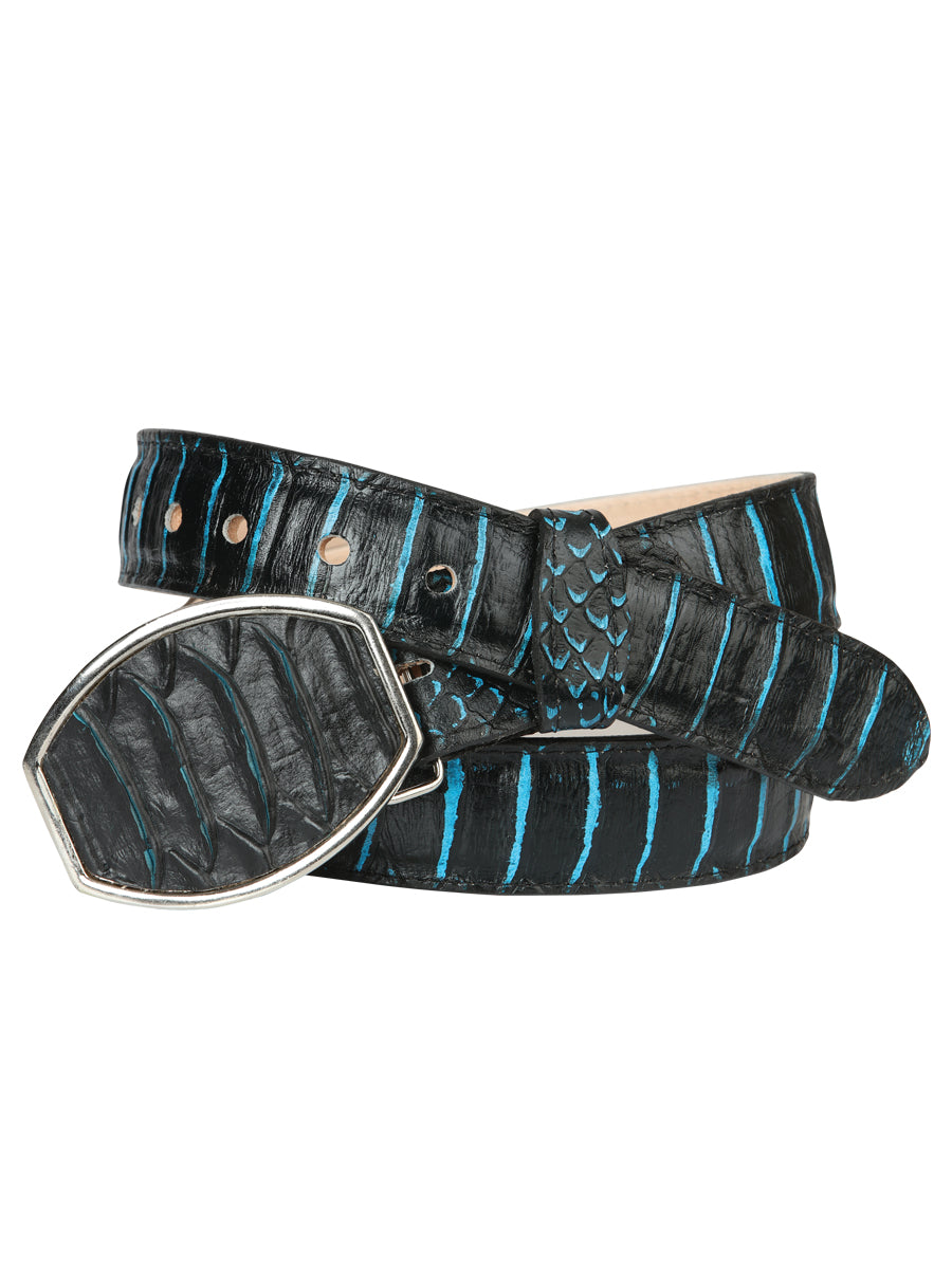 Men’s Western Belt El General Imitation Python - Black/Blue 45572 — view 2