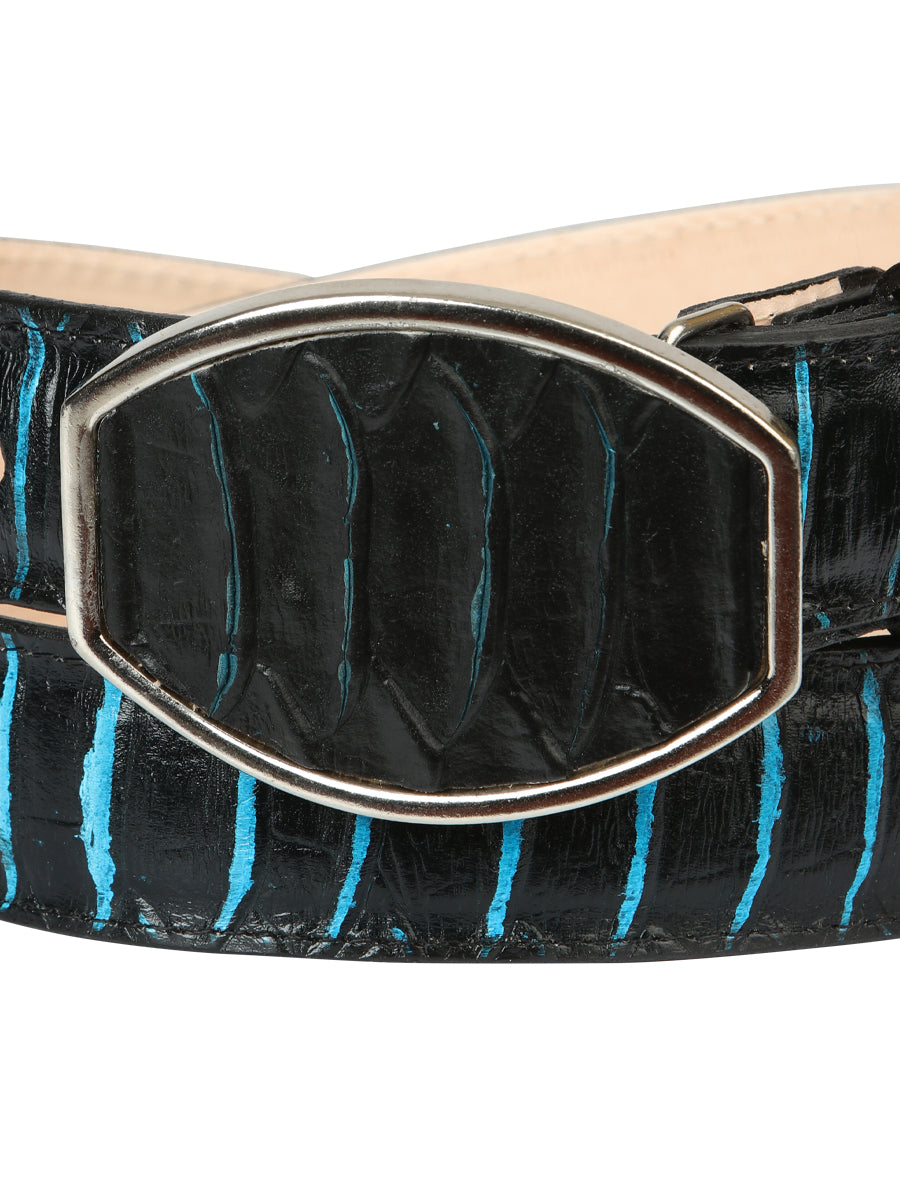 Men’s Western Belt El General Imitation Python - Black/Blue 45572 — view 3