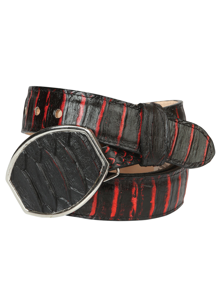 Men’s Western Belt El General Imitation Python - Black/Red 45573 — view 2