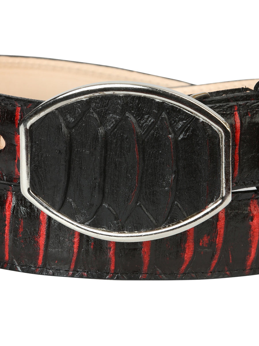 Men’s Western Belt El General Imitation Python - Black/Red 45573 — view 3