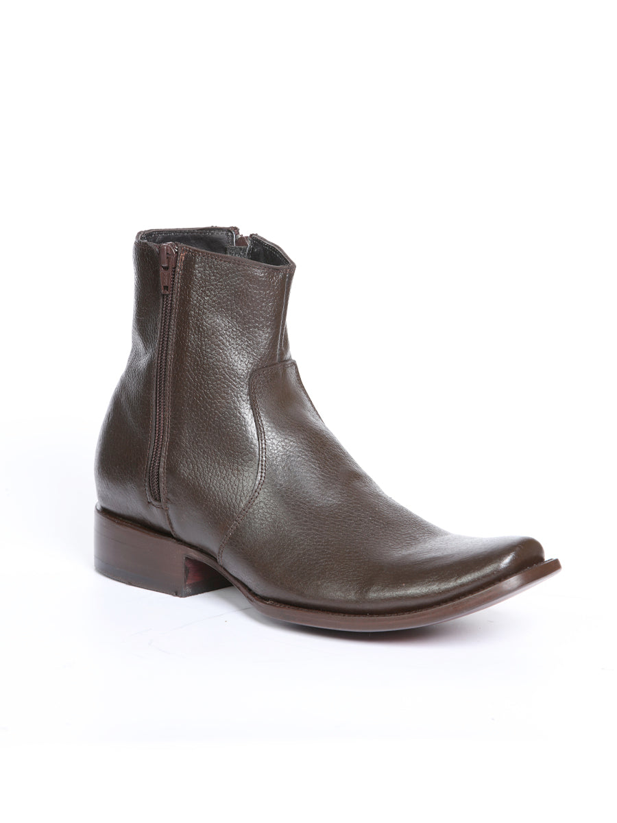 El General Men's Side Zip Ankle Boot - Made in Mexico - Brown 45583 — view 2