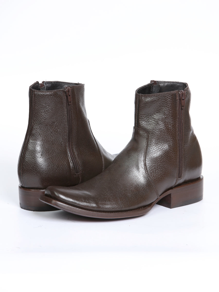 El General Men's Side Zip Ankle Boot - Made in Mexico - Brown 45583 — view 3