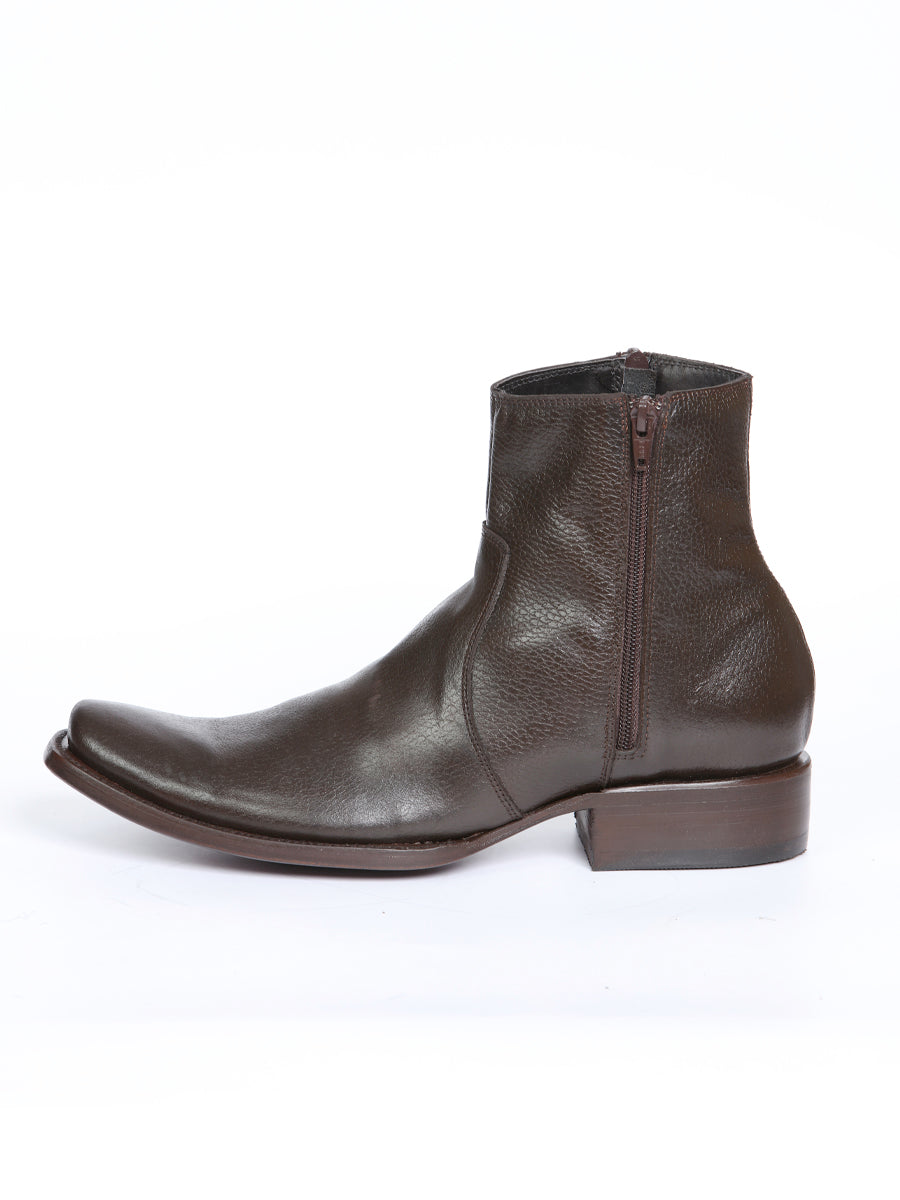 El General Men's Side Zip Ankle Boot - Made in Mexico - Brown 45583 — view 5