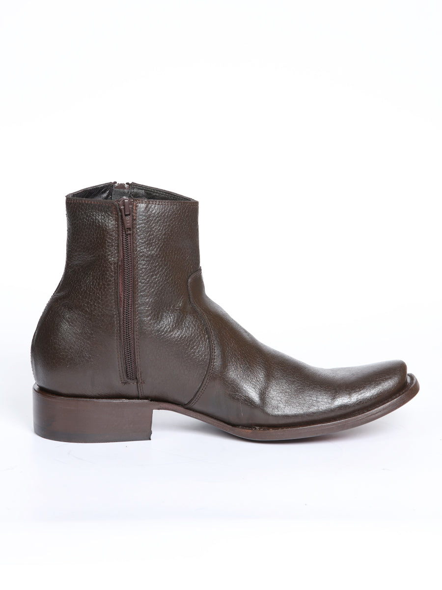 El General Men's Side Zip Ankle Boot - Made in Mexico - Brown 45583 — view 6