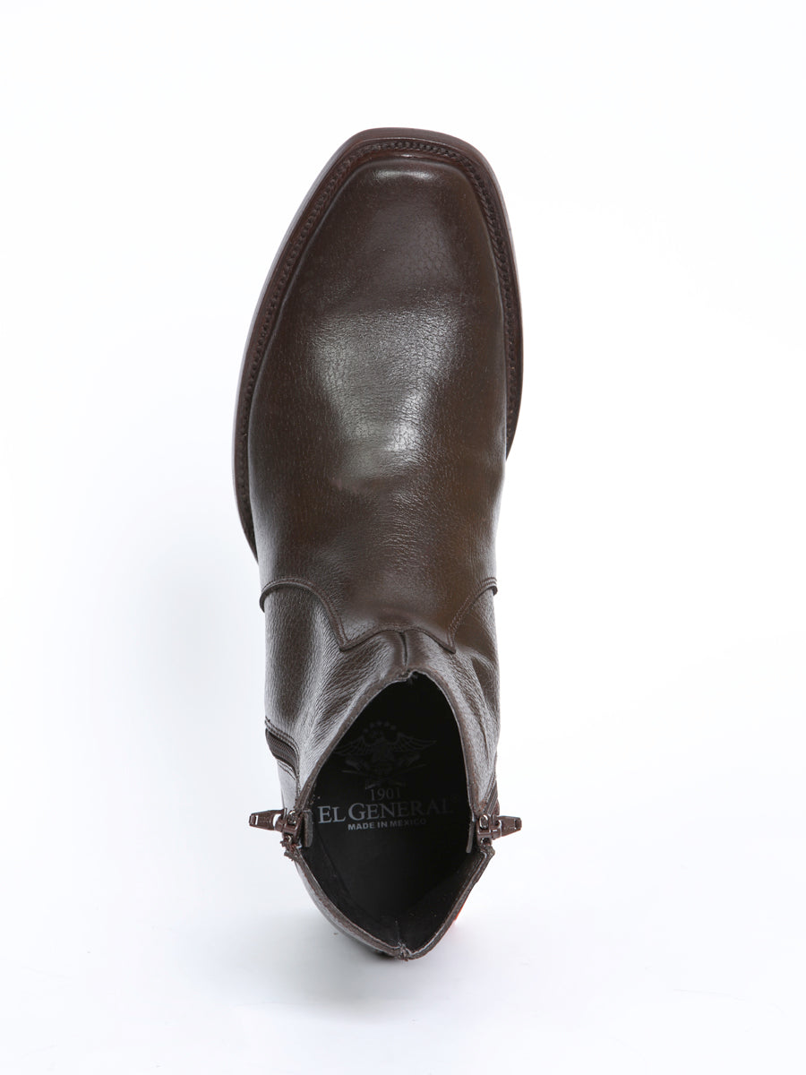 El General Men's Side Zip Ankle Boot - Made in Mexico - Brown 45583 — view 9