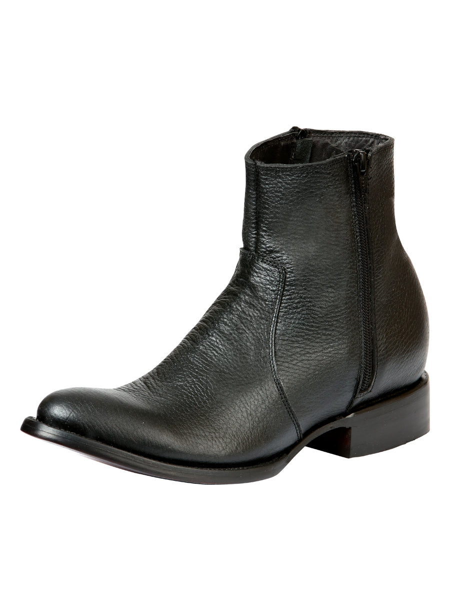 El General Men's Side Zip Round Toe Ankle Boot - Made in Mexico - Black 45586