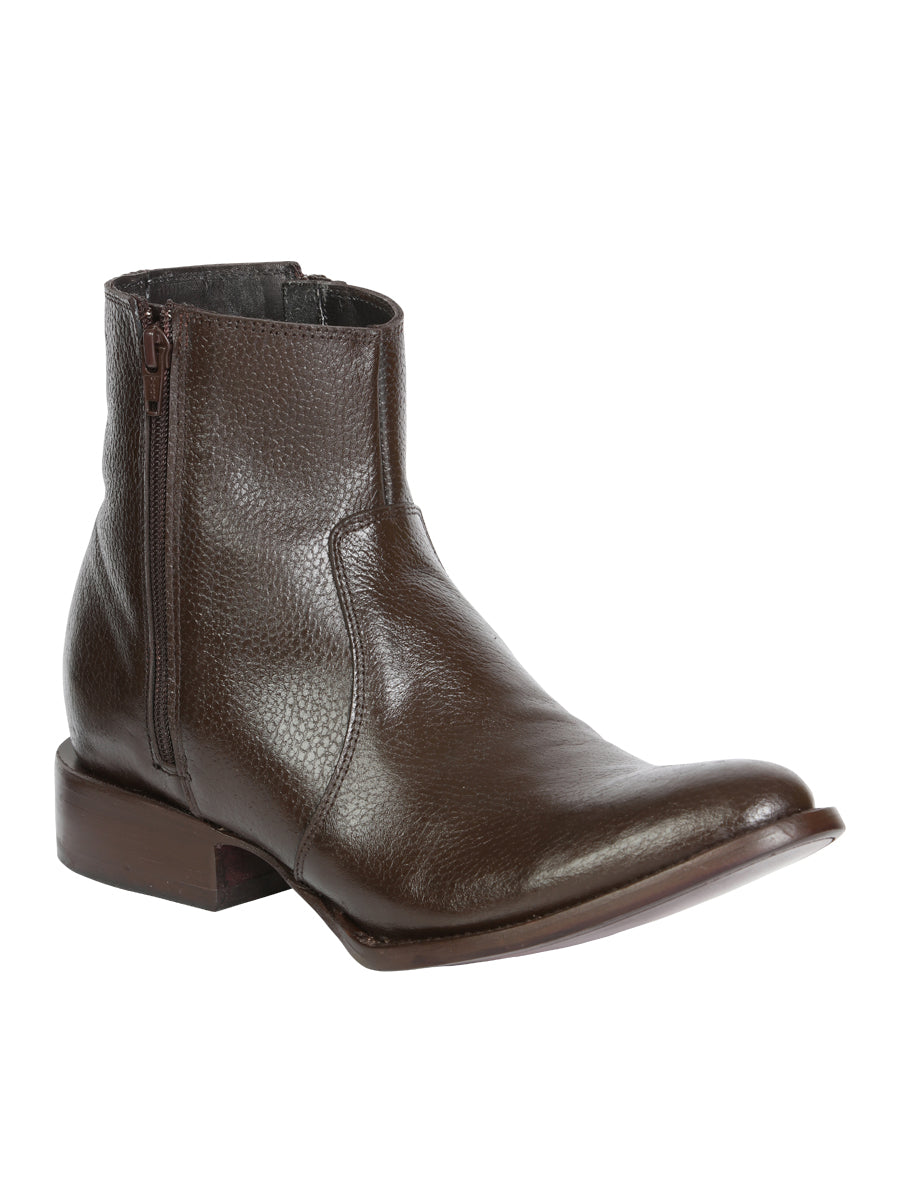 El General Men's Side Zip Round Toe Ankle Boot - Made in Mexico - Brown 45587 — view 2