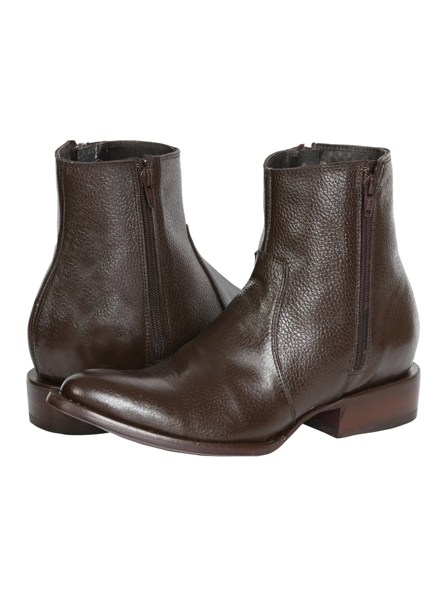 El General Men's Side Zip Round Toe Ankle Boot - Made in Mexico - Brown 45587 — view 3