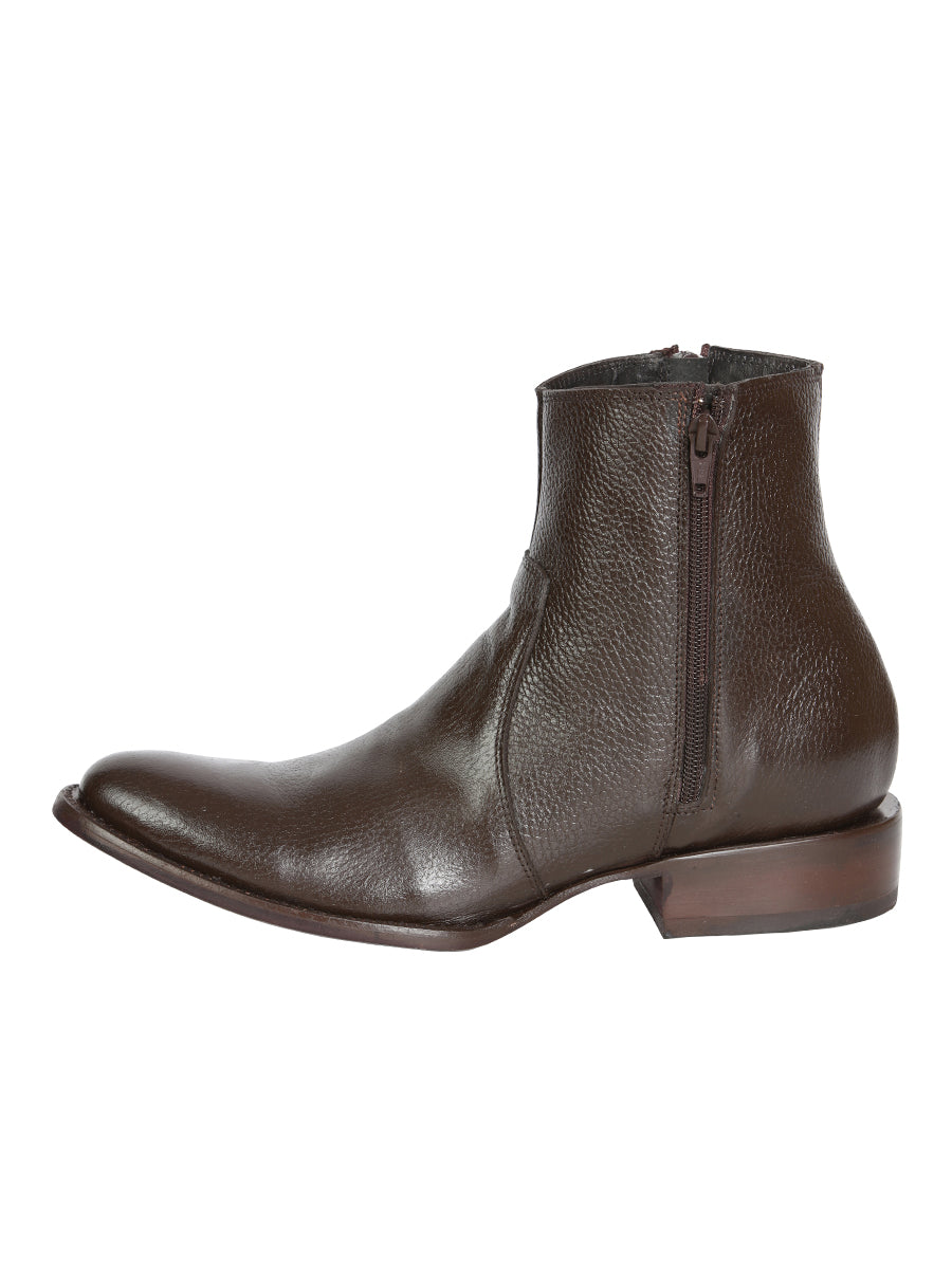 El General Men's Side Zip Round Toe Ankle Boot - Made in Mexico - Brown 45587 — view 5