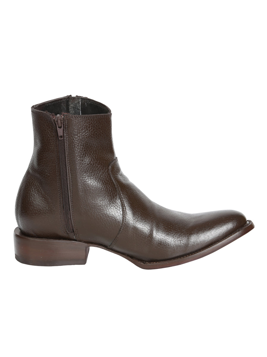 El General Men's Side Zip Round Toe Ankle Boot - Made in Mexico - Brown 45587 — view 6