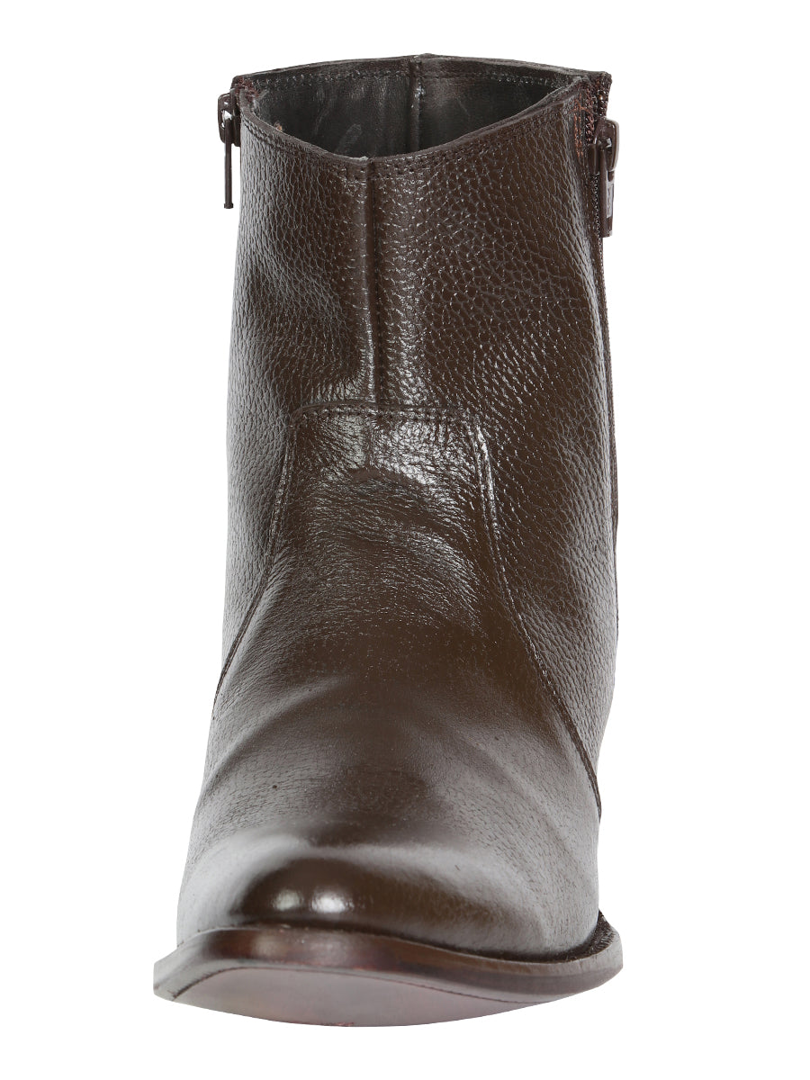El General Men's Side Zip Round Toe Ankle Boot - Made in Mexico - Brown 45587 — view 7