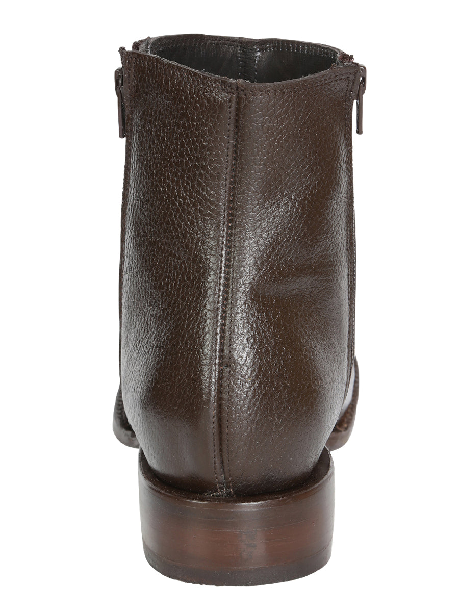 El General Men's Side Zip Round Toe Ankle Boot - Made in Mexico - Brown 45587 — view 8