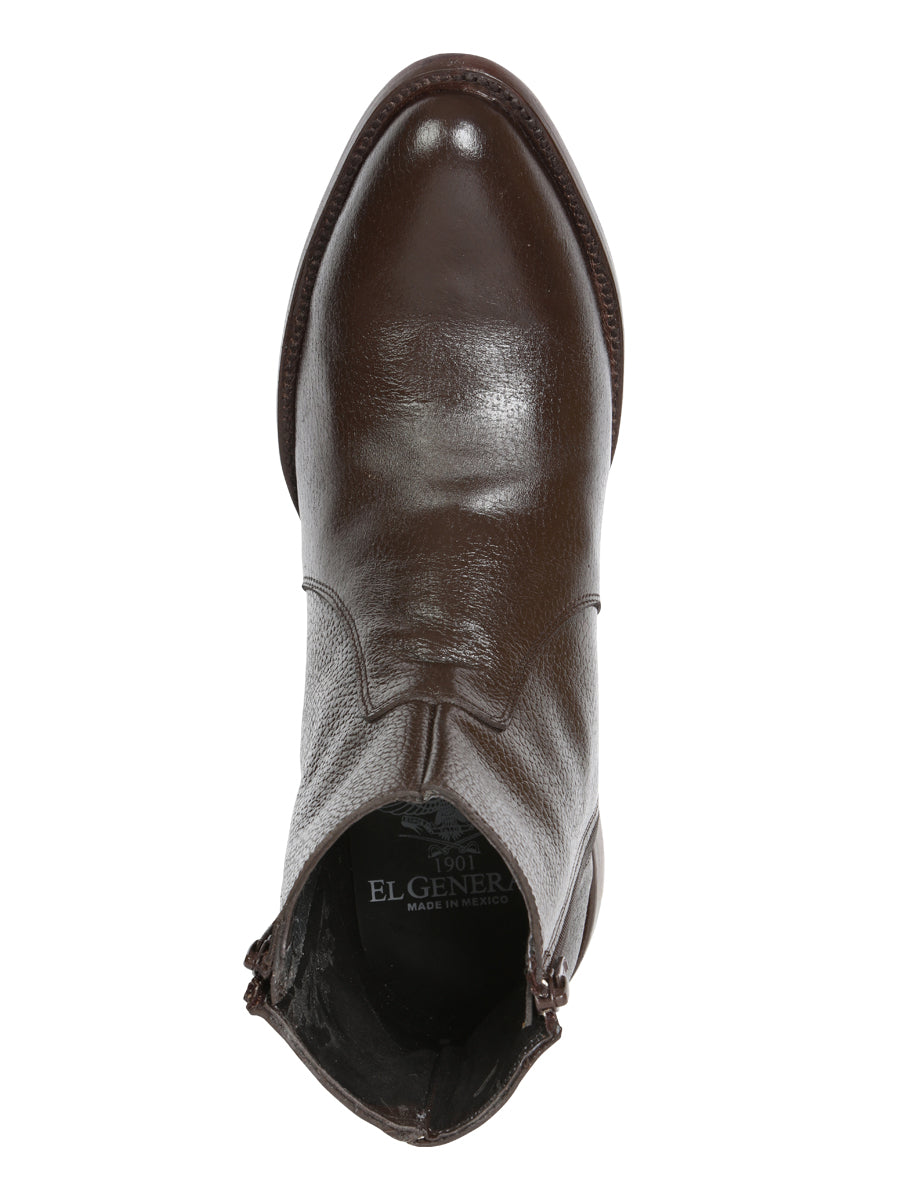 El General Men's Side Zip Round Toe Ankle Boot - Made in Mexico - Brown 45587 — view 9