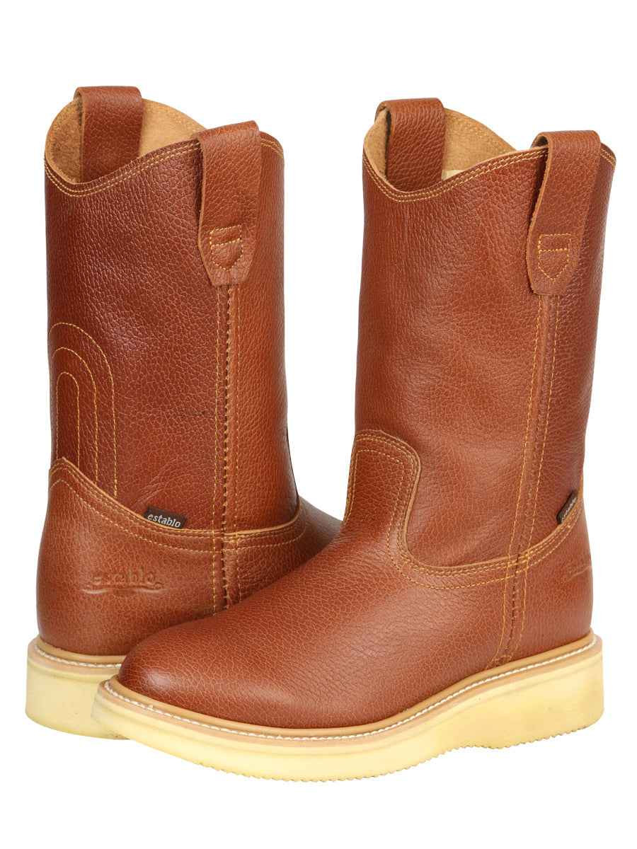Establo Men’s Leather Work Boot - Made in Mexico - Grizzly Honey Oak 45598 — view 2