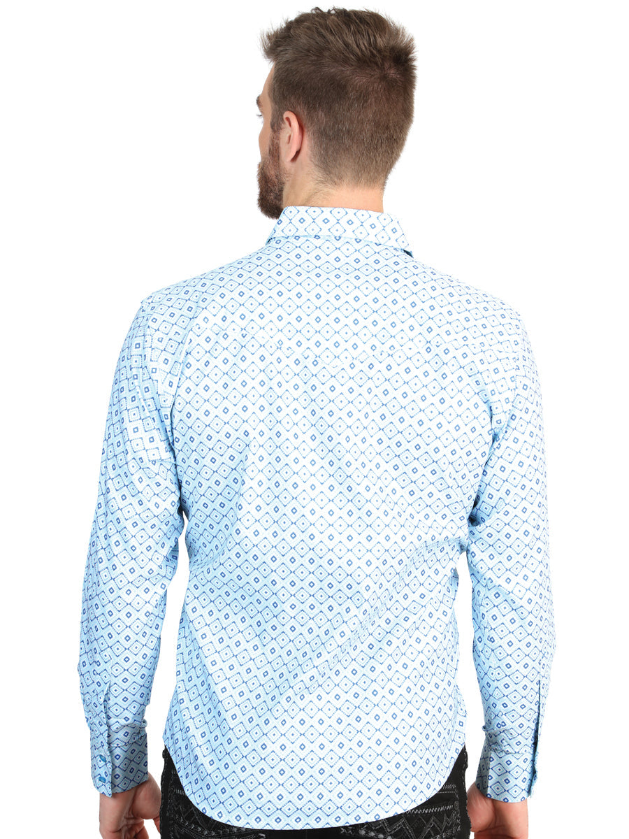 El General Men’s Long Sleeve Western Shirt - Blue 45600 — view 2