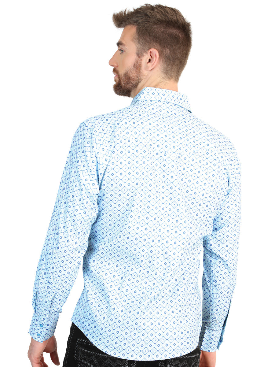 El General Men’s Long Sleeve Western Shirt - Blue 45600 — view 3