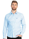 El General Men’s Long Sleeve Western Shirt - Blue 45600