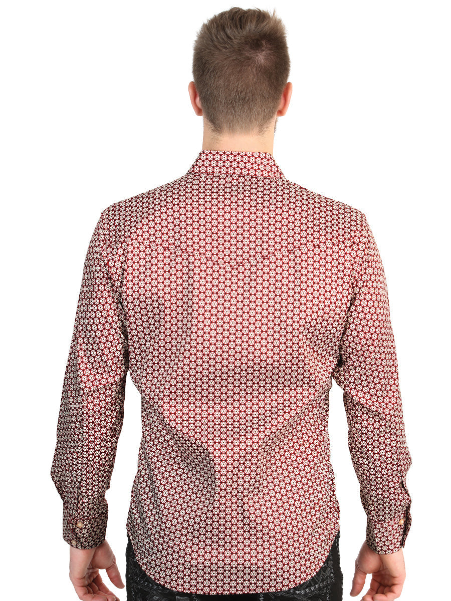 El General Men’s Long Sleeve Western Shirt - Burgundy 45604 — view 2
