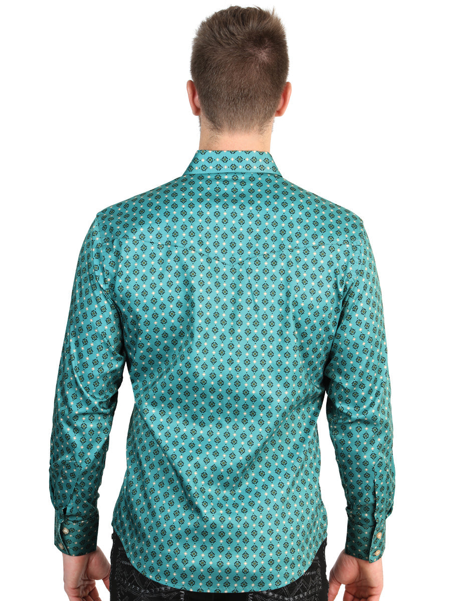 El General Men’s Long Sleeve Western Shirt - Mint 45605 — view 2