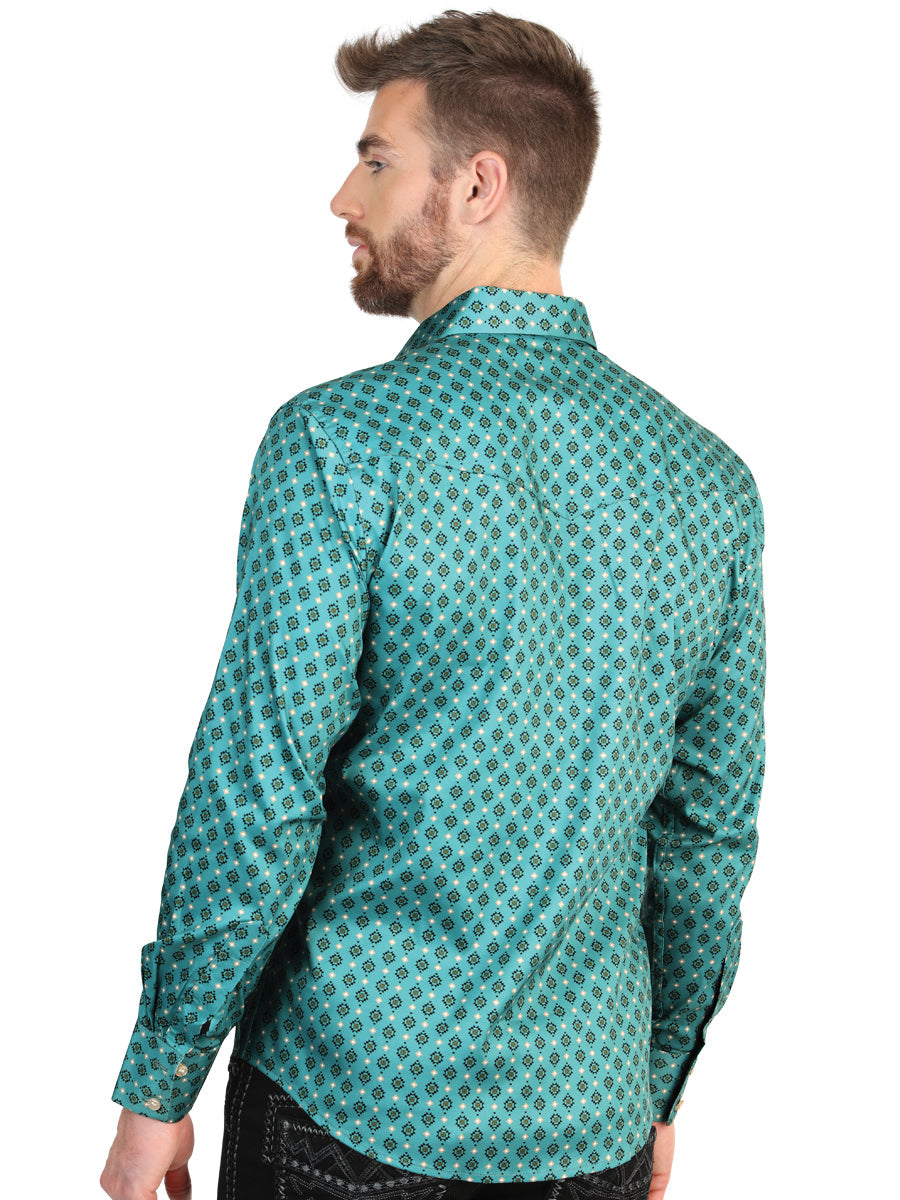 El General Men’s Long Sleeve Western Shirt - Mint 45605 — view 3