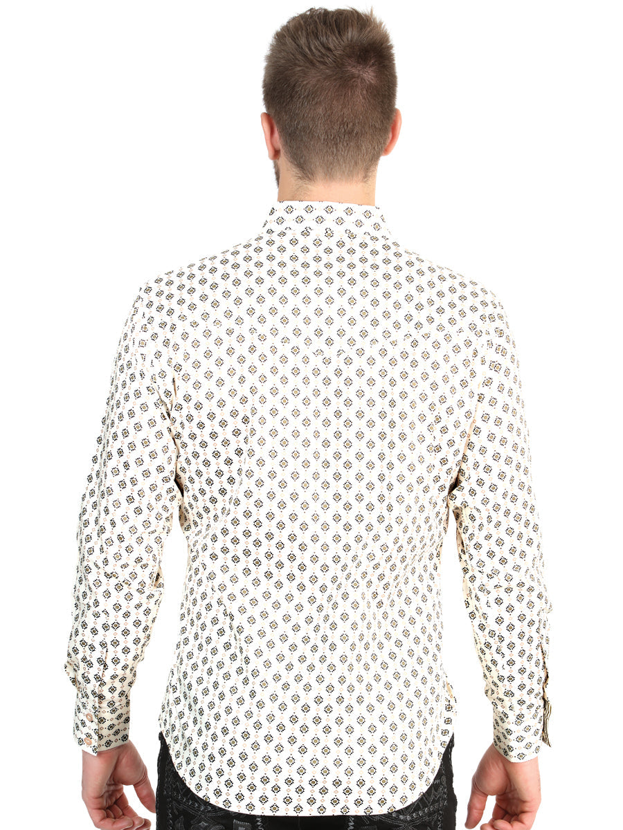 El General Men’s Long Sleeve Western Shirt - Beige 45606 — view 2