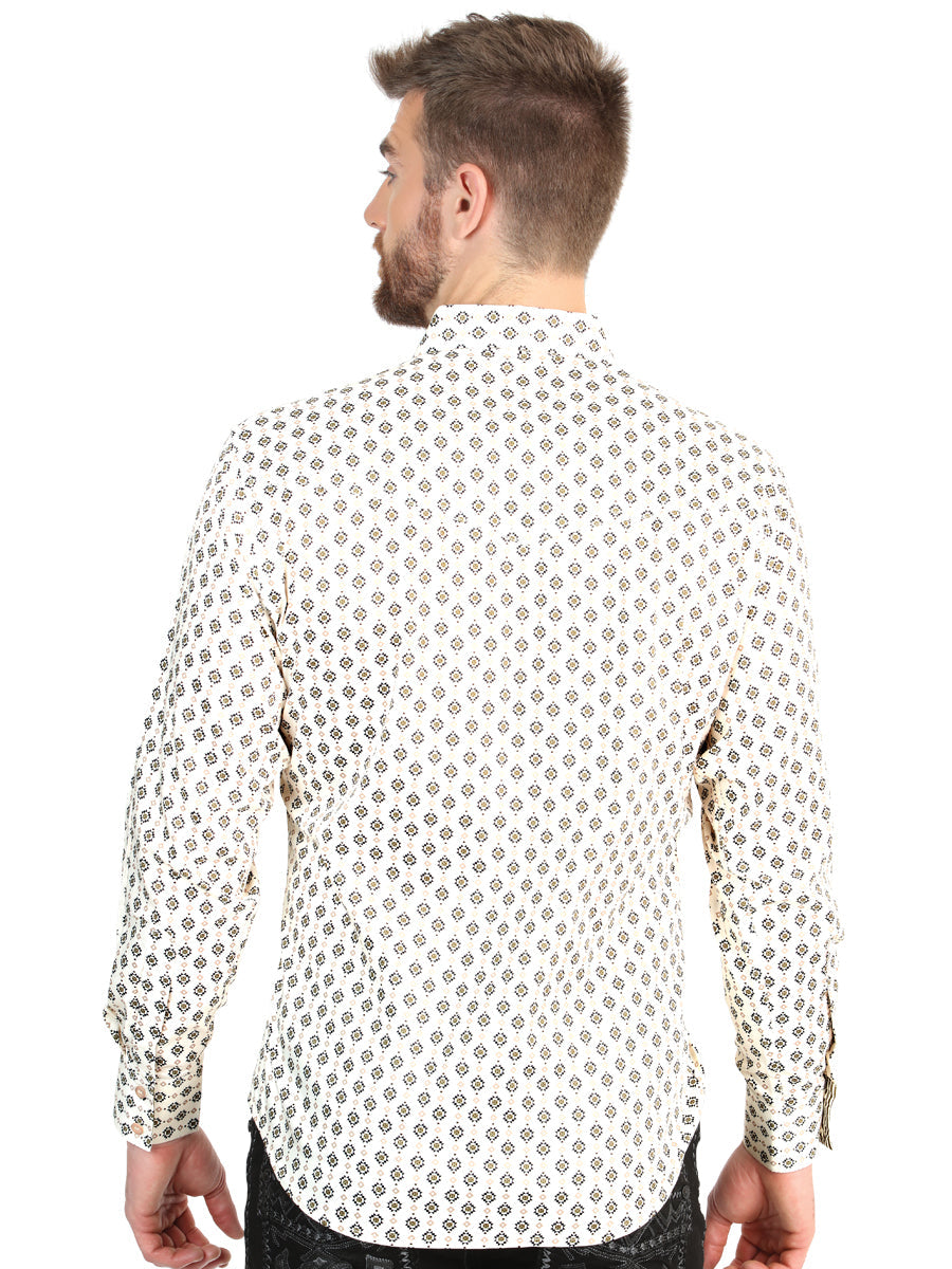 El General Men’s Long Sleeve Western Shirt - Beige 45606 — view 3