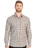 El General Men’s Long Sleeve Western Shirt - Beige 45609