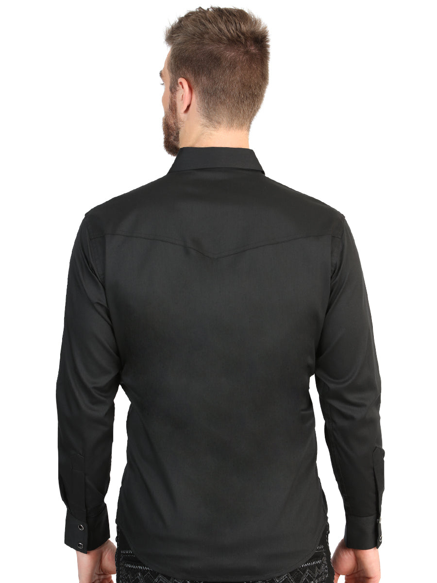 El General Men’s Long Sleeve Snap Button Western Shirt - Black 45612 — view 2