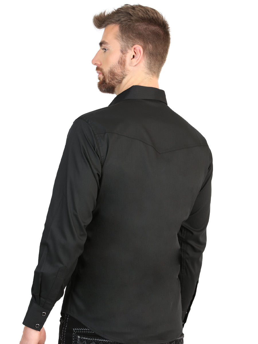 El General Men’s Long Sleeve Snap Button Western Shirt - Black 45612 — view 3