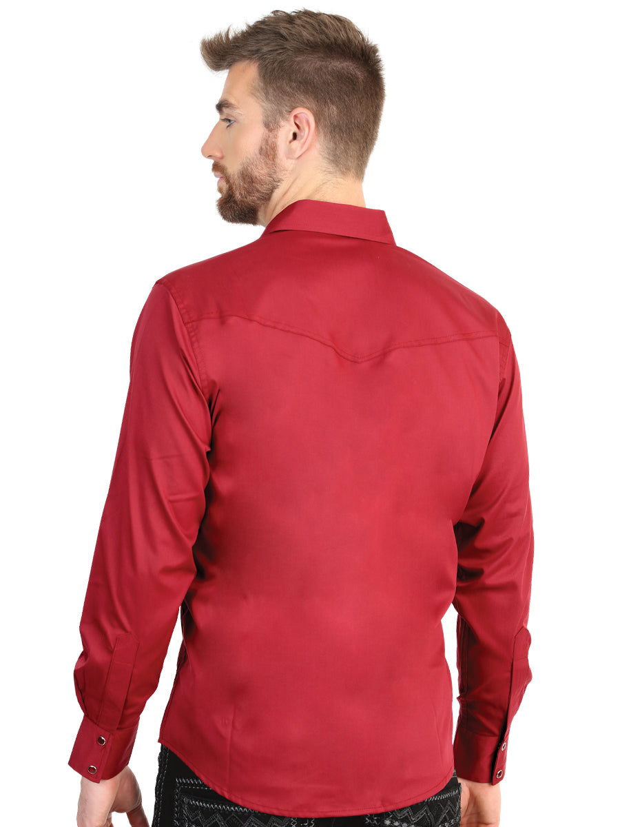 El General Men’s Long Sleeve Snap Button Western Shirt - Red 45614 — view 3