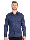 El General Men’s Long Sleeve Snap Button Western Shirt - Navy Blue 45616