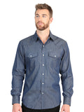 El General Men’s Long Sleeve Snap Button Western Shirt - Denim Blue 45619