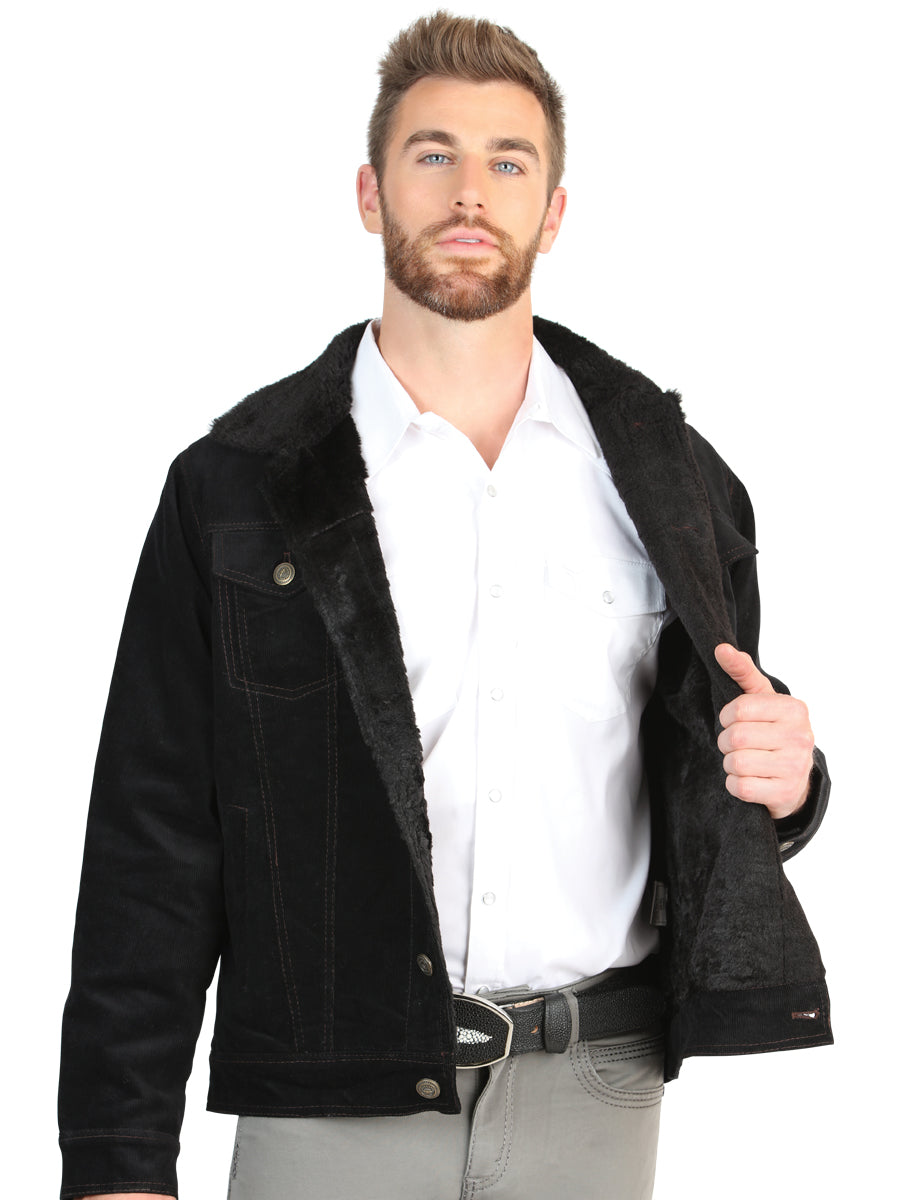 El General Men’s Black Corduroy Sherpa-Lined Jacket 45631 — view 2