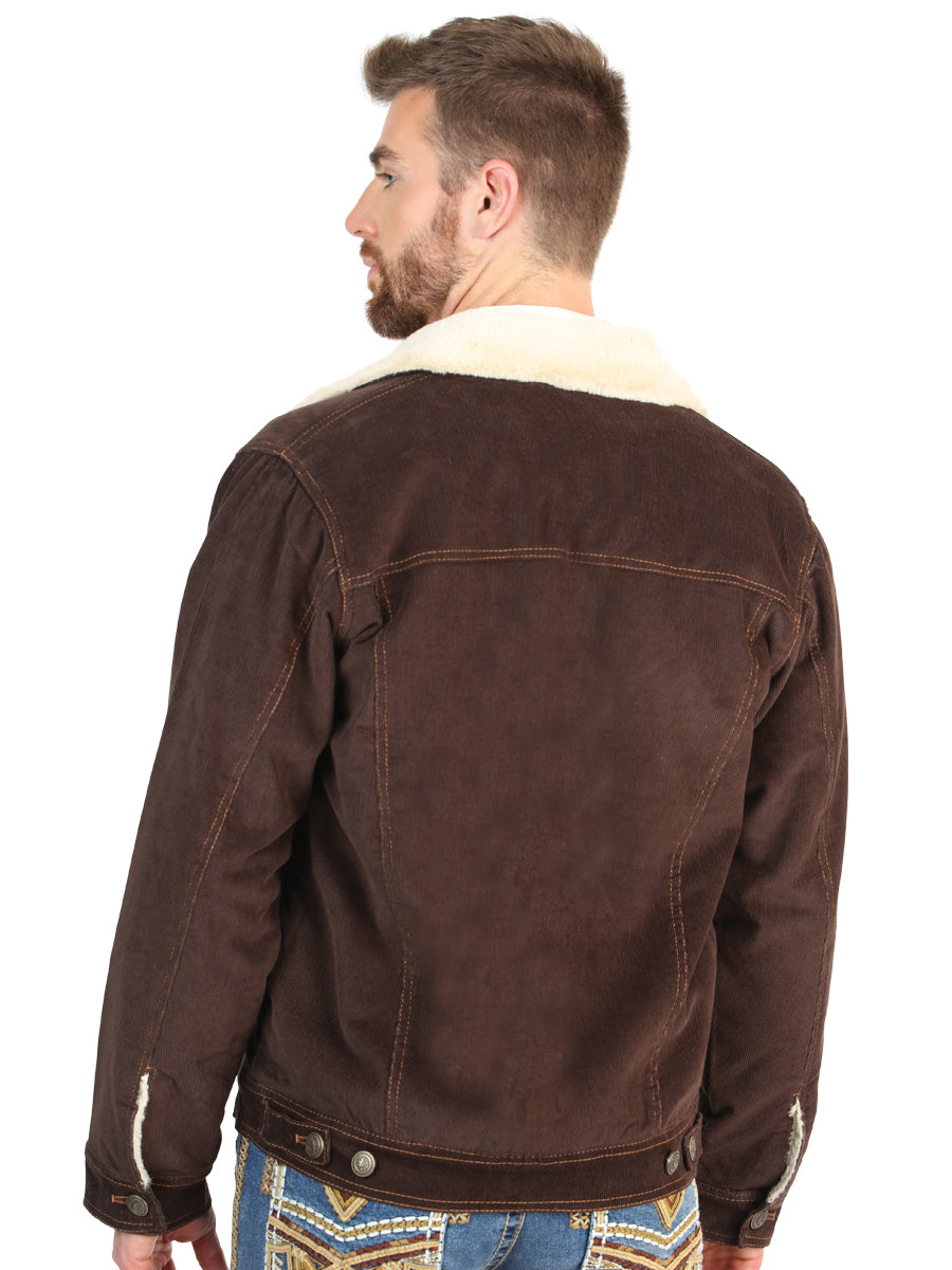 El General Men’s Brown Corduroy Sherpa-Lined Jacket 45632 — view 3