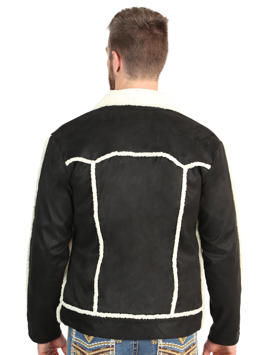 El General Men’s Black Suede Sherpa-Lined Jacket 45633 — view 2