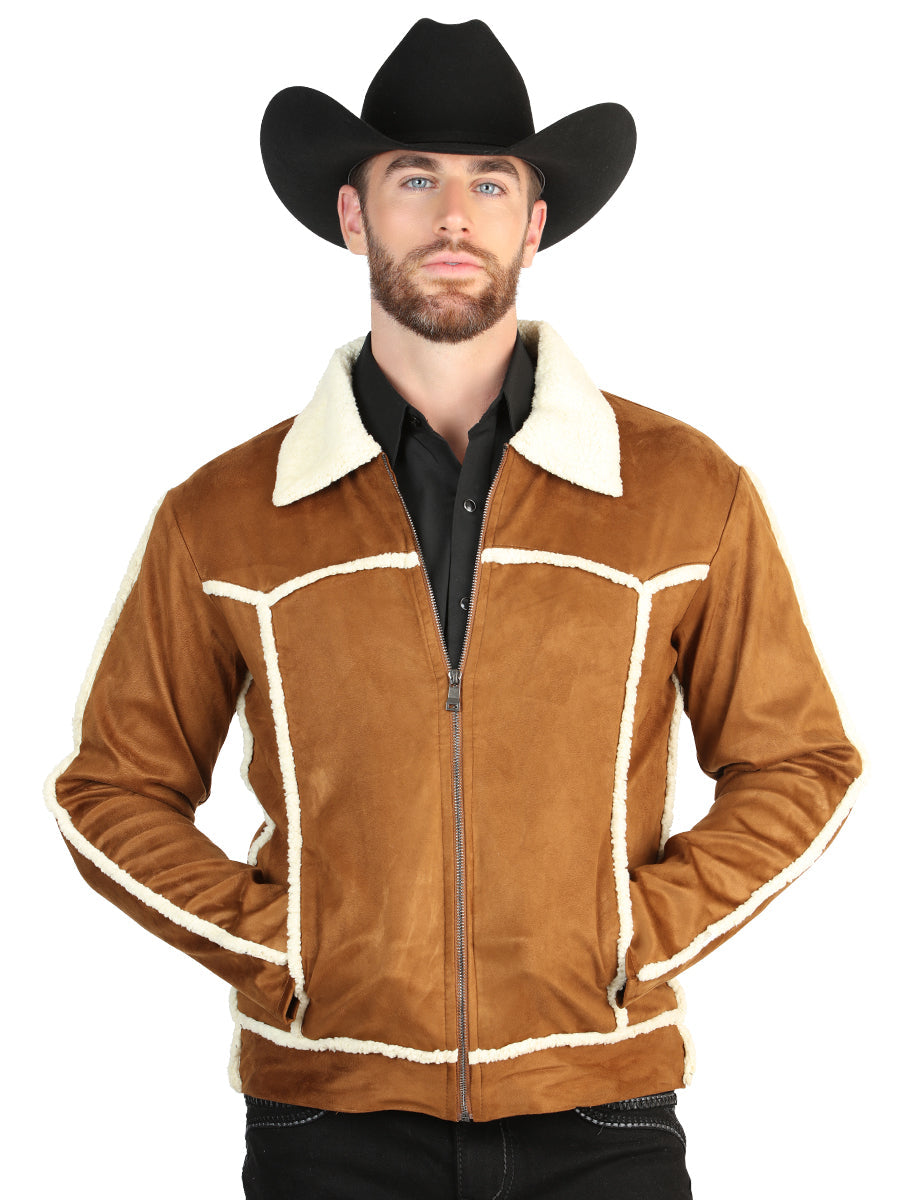 El General Men’s Tan Suede Sherpa-Lined Jacket 45634 — view 2