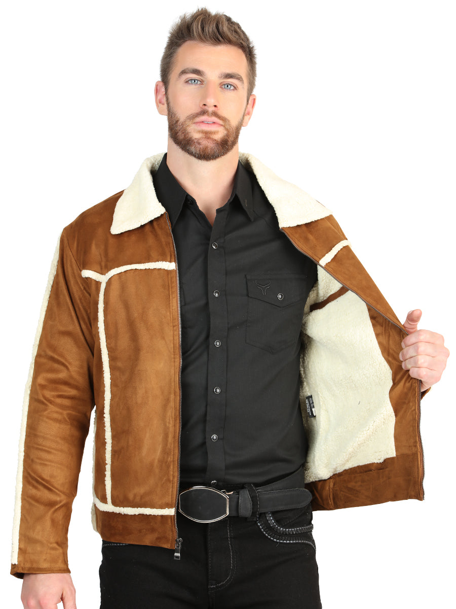 El General Men’s Tan Suede Sherpa-Lined Jacket 45634 — view 3