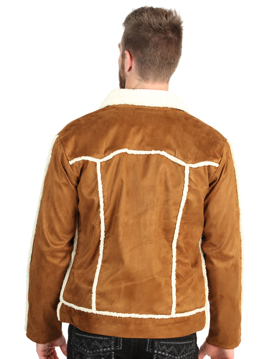 El General Men’s Tan Suede Sherpa-Lined Jacket 45634 — view 4