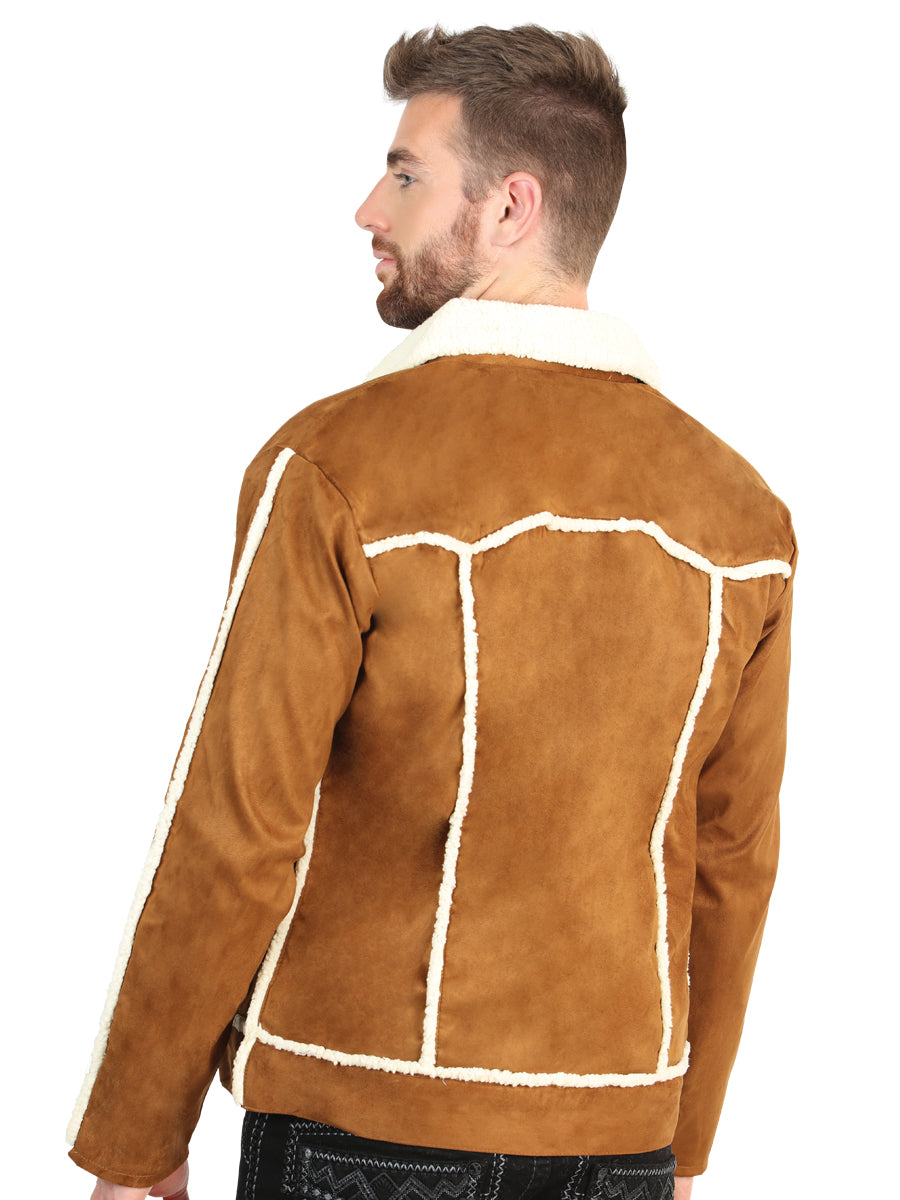 El General Men’s Tan Suede Sherpa-Lined Jacket 45634 — view 5